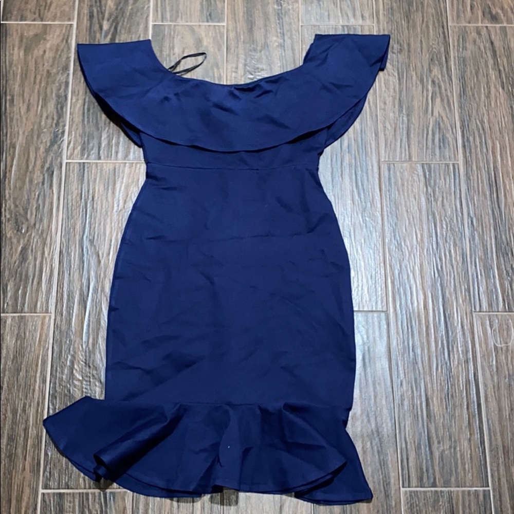Lulus off the shoulder blue dress